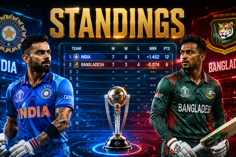India National Cricket Team Vs Bangladesh National Cricket Team Standings